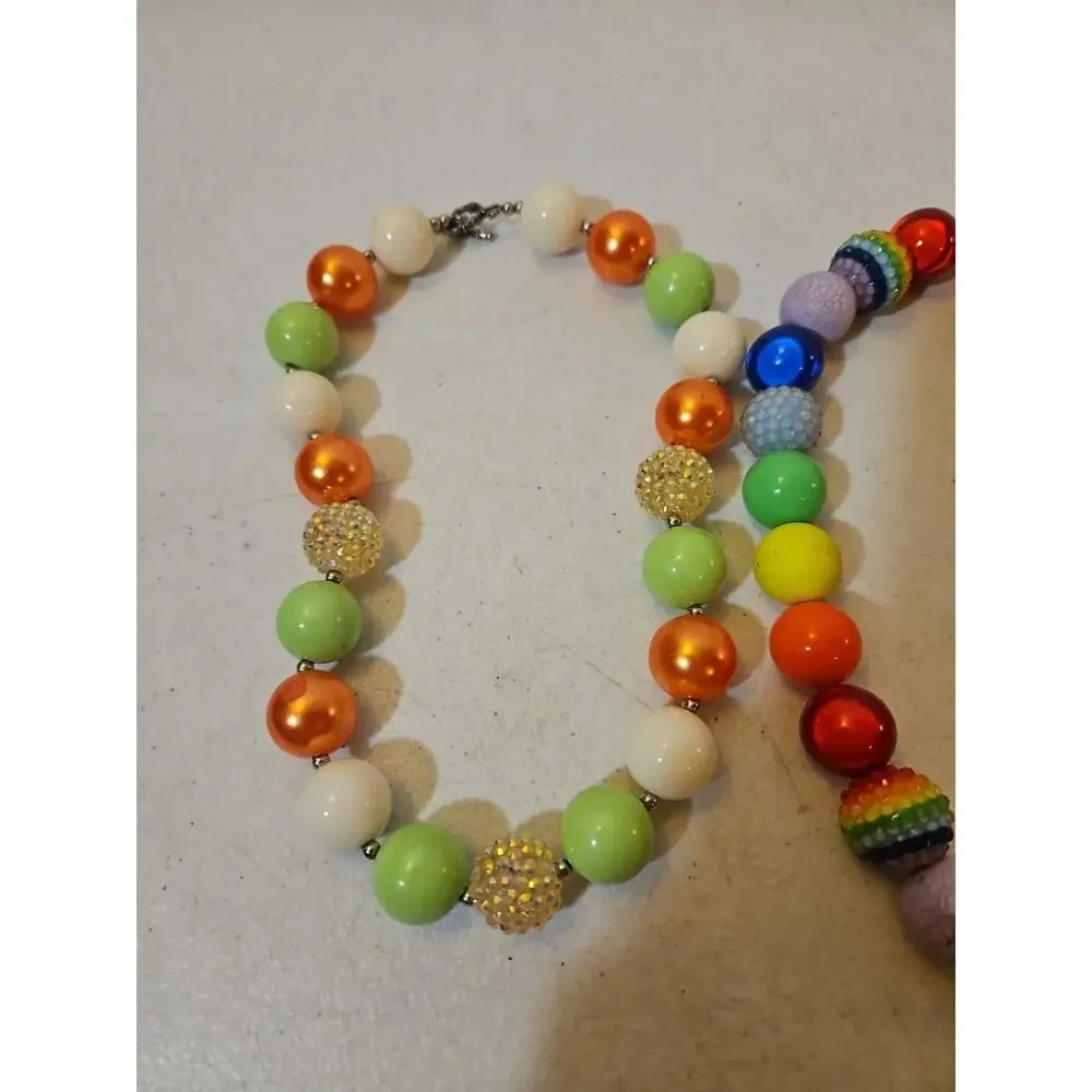 Kids Chunky Bubblegum Bead Necklaces - Lot Of 2 Children Jewelry Necklace